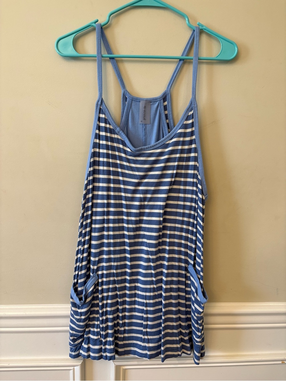 Striped Blue & White Sleeveless Romper Jumpsuit